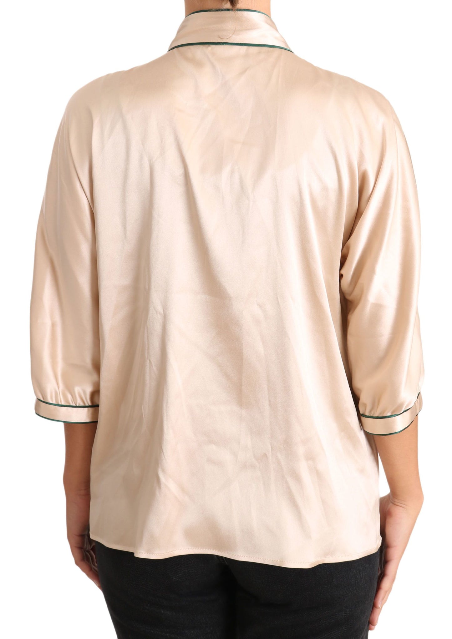 Dolce & Gabbana Elegant Beige Silk Blend Blouse Top