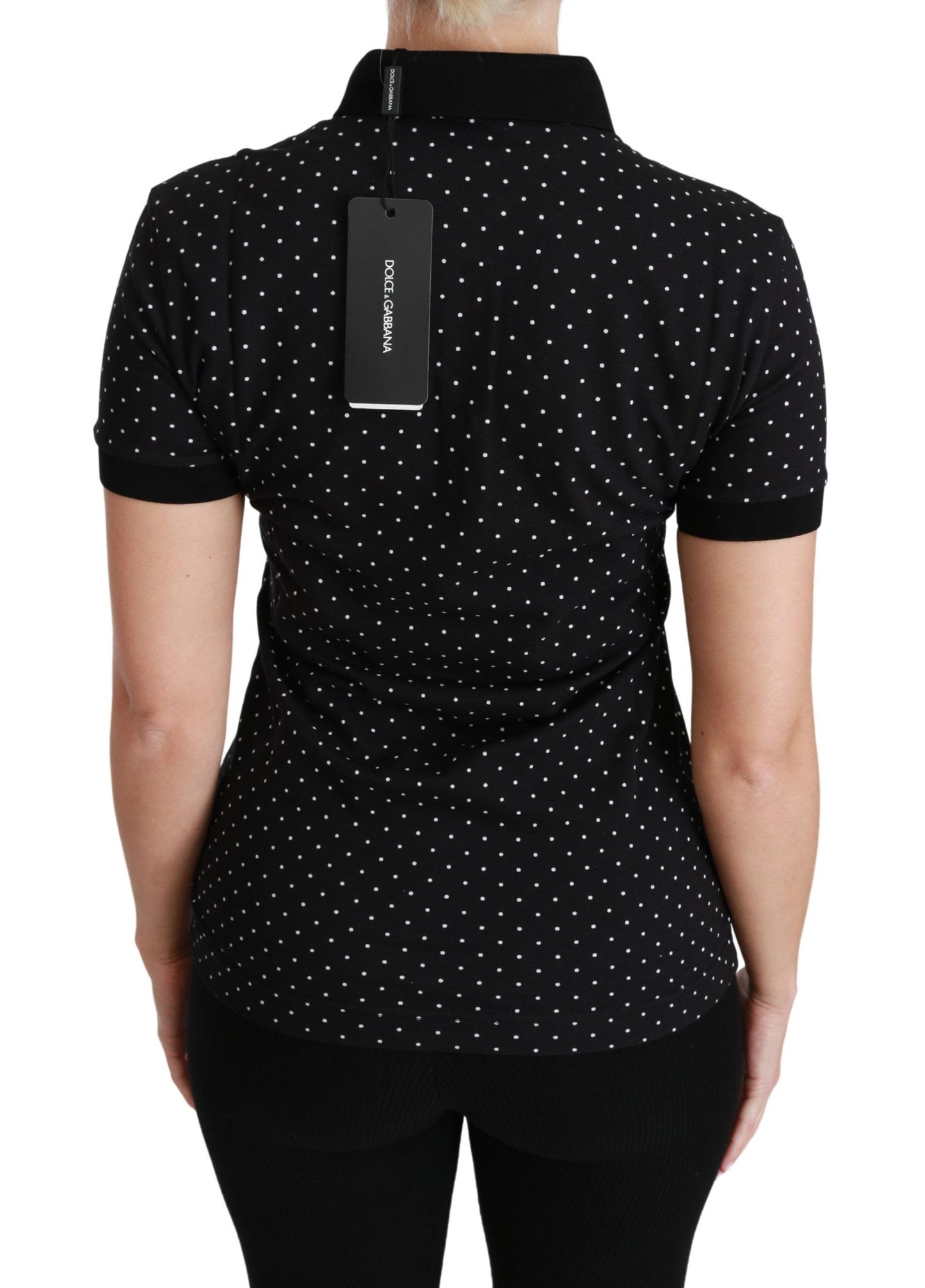 Dolce & Gabbana Elegant Black Dotted Polo Shirt