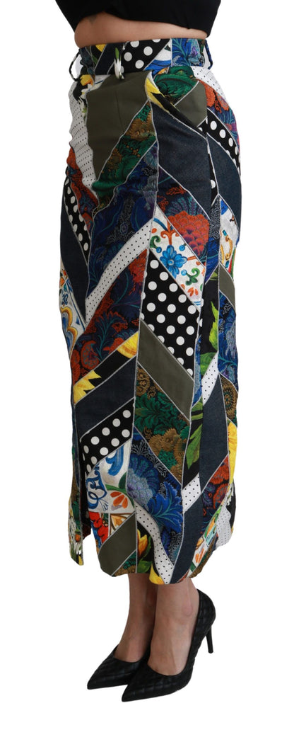 Dolce & Gabbana Elegant Geometric Print High-Waist Skirt