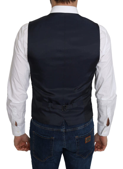 Dolce & Gabbana Elegant Blue Silk-Blend Formal Vest