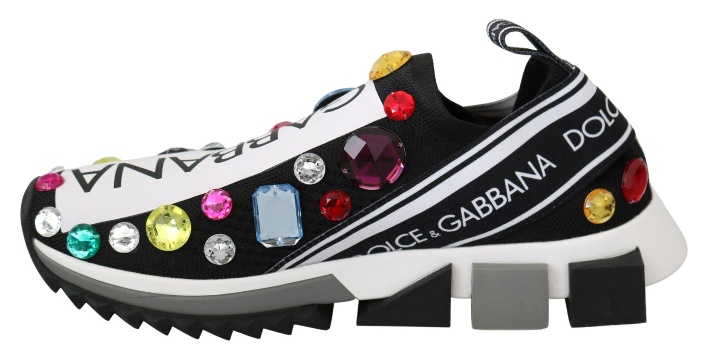 Dolce & Gabbana Black Crystal-Embellished Low Top Sneakers