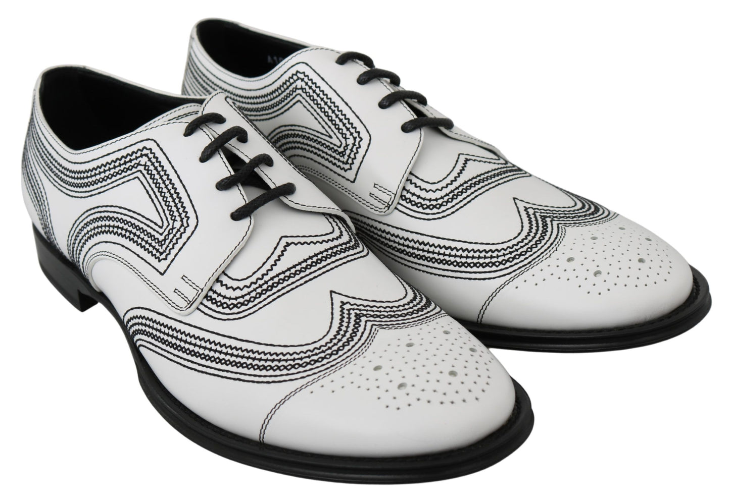 Dolce & Gabbana Elegant White Leather Derby Shoes