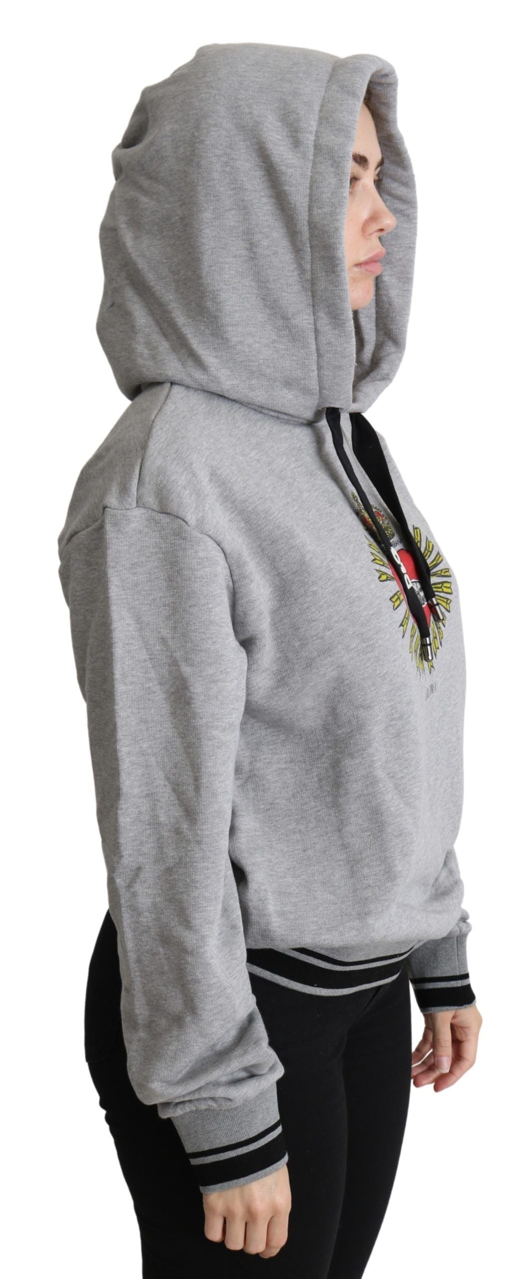 Dolce & Gabbana Exclusive Hooded Gray Cotton Sweater