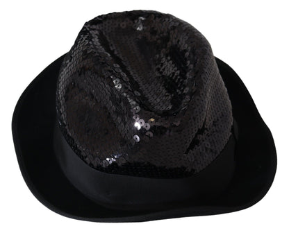 Dolce & Gabbana Elegant Black Sequin Fedora Hat