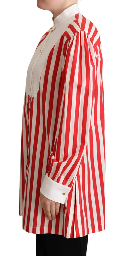 Dolce & Gabbana Elegant Red and White Stripe Cotton Polo Top