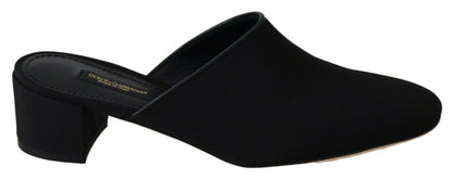 Dolce & Gabbana Chic Black Grosgrain Slide Sandals