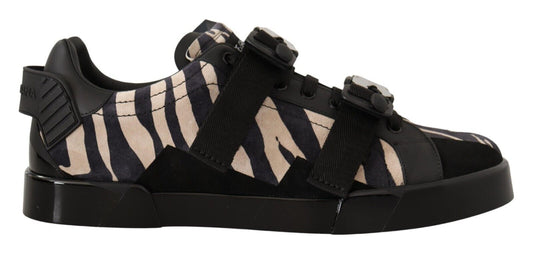 Dolce & Gabbana Zebra Suede Low Top Fashion Sneakers