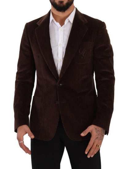 Dolce & Gabbana Elegant Brown Corduroy Slim Fit Blazer