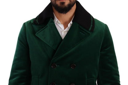 Dolce & Gabbana Elegant Velvet Double Breasted Overcoat