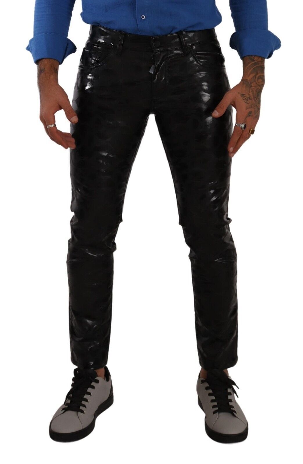 Dolce & Gabbana Elegant Black Logo Skinny Pants