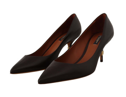 Dolce & Gabbana Elegant Brown Leather Heels Pumps