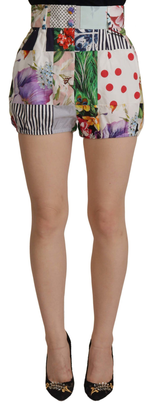 Dolce & Gabbana Patchwork High Waist Designer Shorts