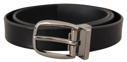 Dolce & Gabbana Elegant Black Leather Belt with Metal Buckle