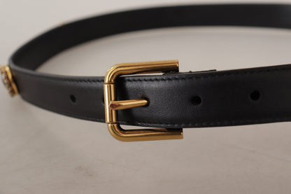 Dolce & Gabbana Elegant Black Leather Logo Belt