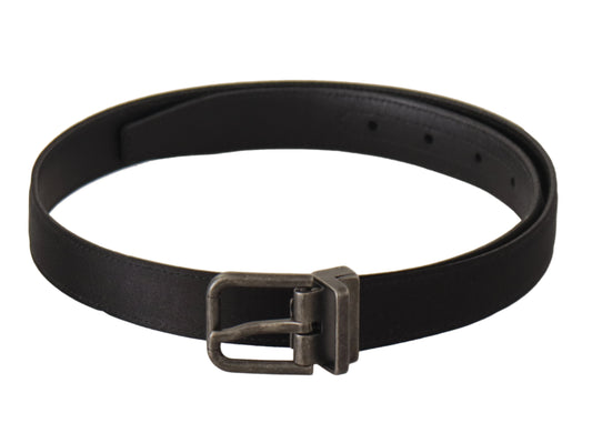 Dolce & Gabbana Elegant Black Leather Belt with Metal Buckle