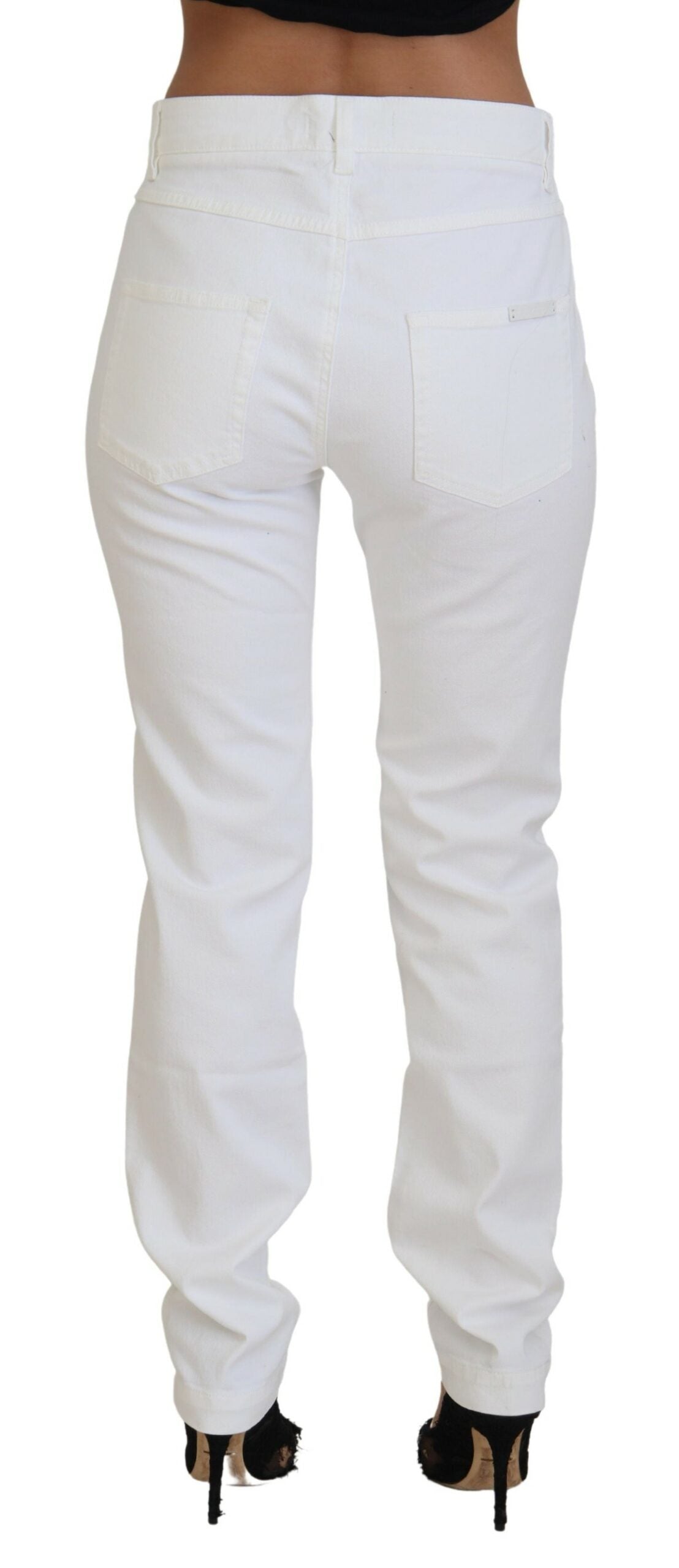 Dolce & Gabbana Elegant White Mid Waist Skinny Jeans