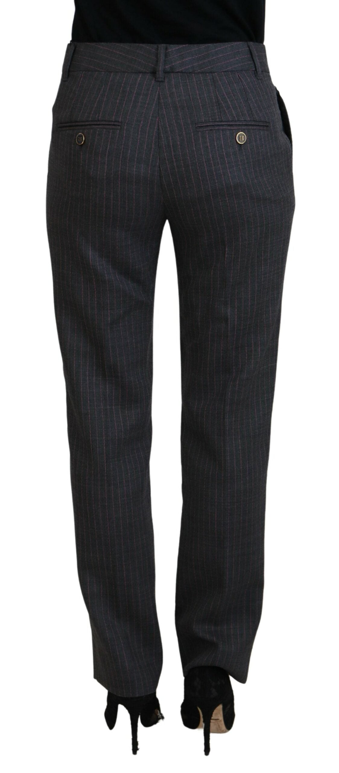 Dolce & Gabbana Elegant Gray Striped Tapered Pants