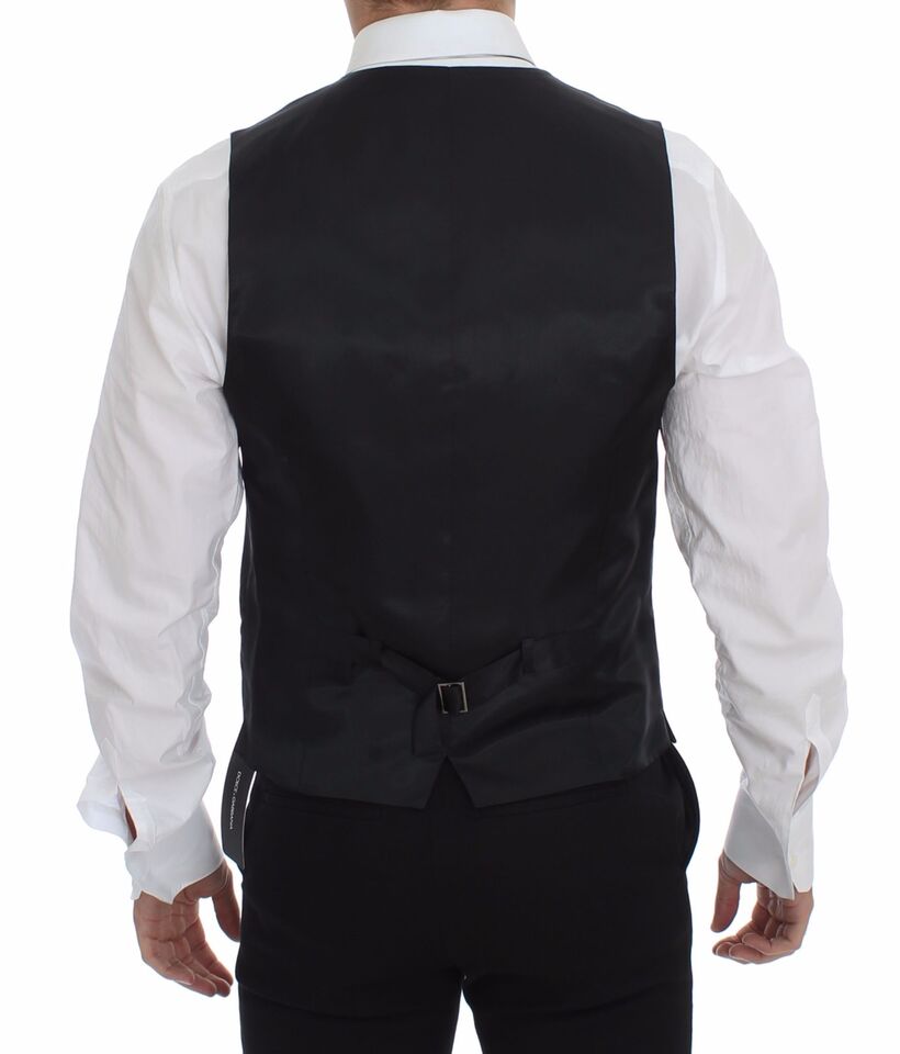 Dolce & Gabbana Sleek Gray Wool Dress Vest