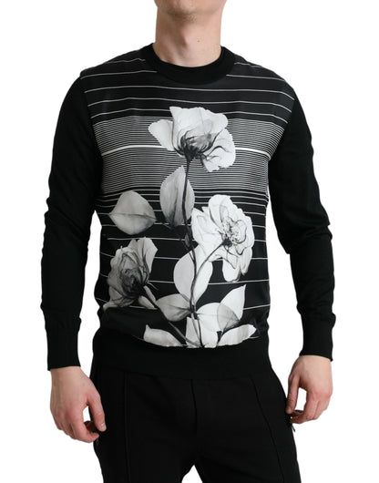 Dolce & Gabbana Elegant Floral Print Crew Neck Sweater