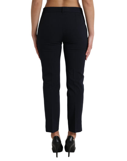 Dolce & Gabbana Elegant Mid Waist Tapered Pants in Blue