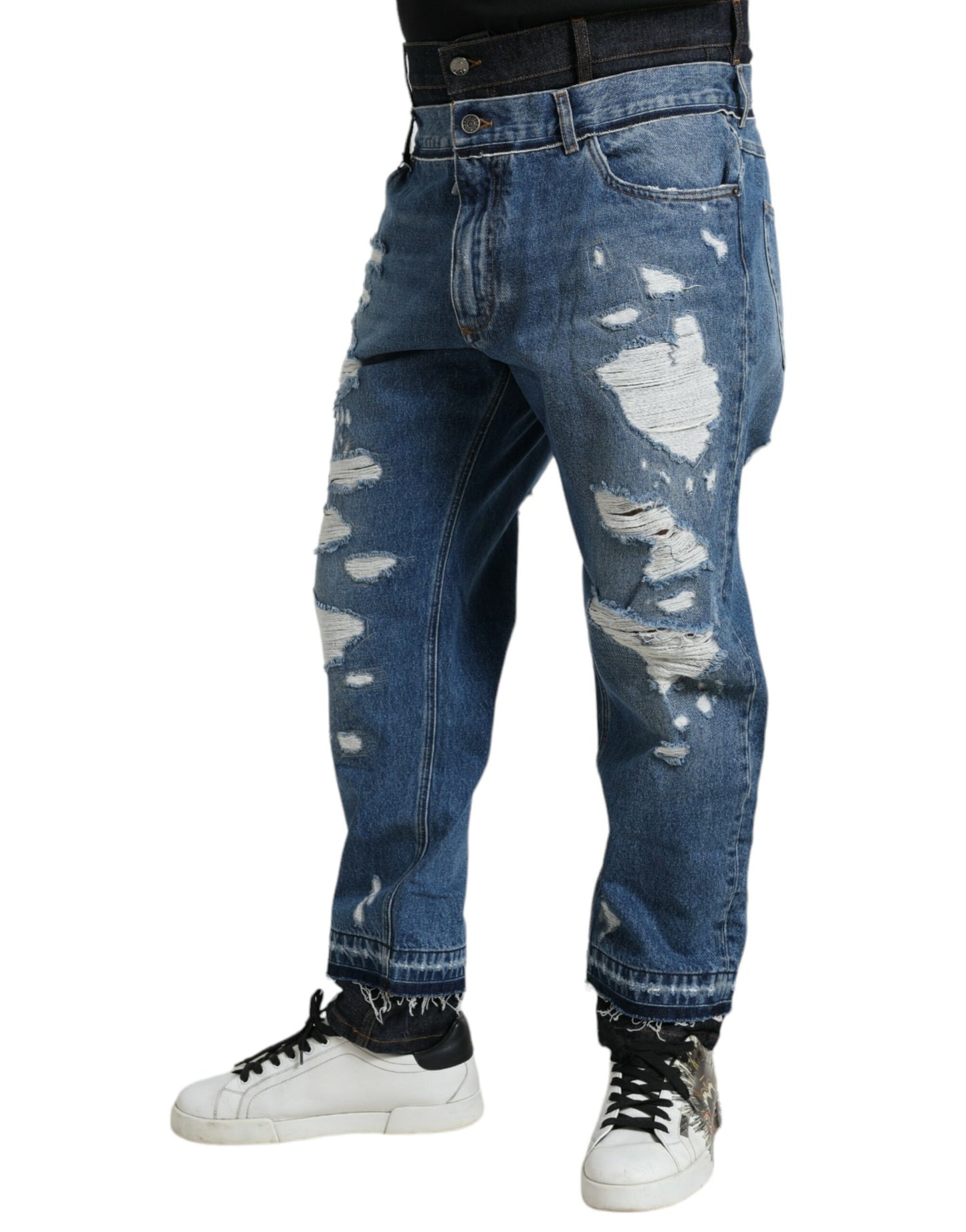 Dolce & Gabbana Chic Skinny Tattered Denim Jeans