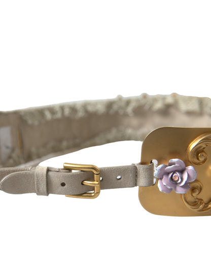 Dolce & Gabbana Elegant Gold-Tone Faux Pearl Floral Belt