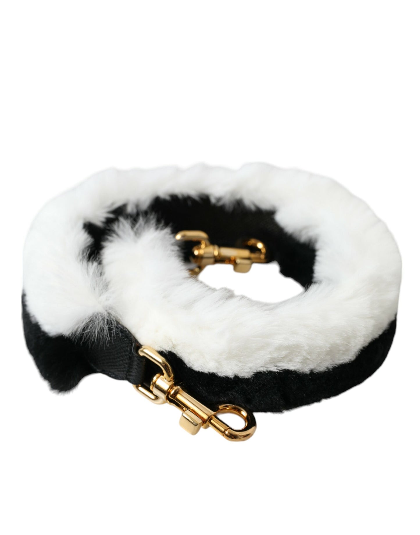 Dolce & Gabbana Black White Lapin Fur Accessory Shoulder Strap