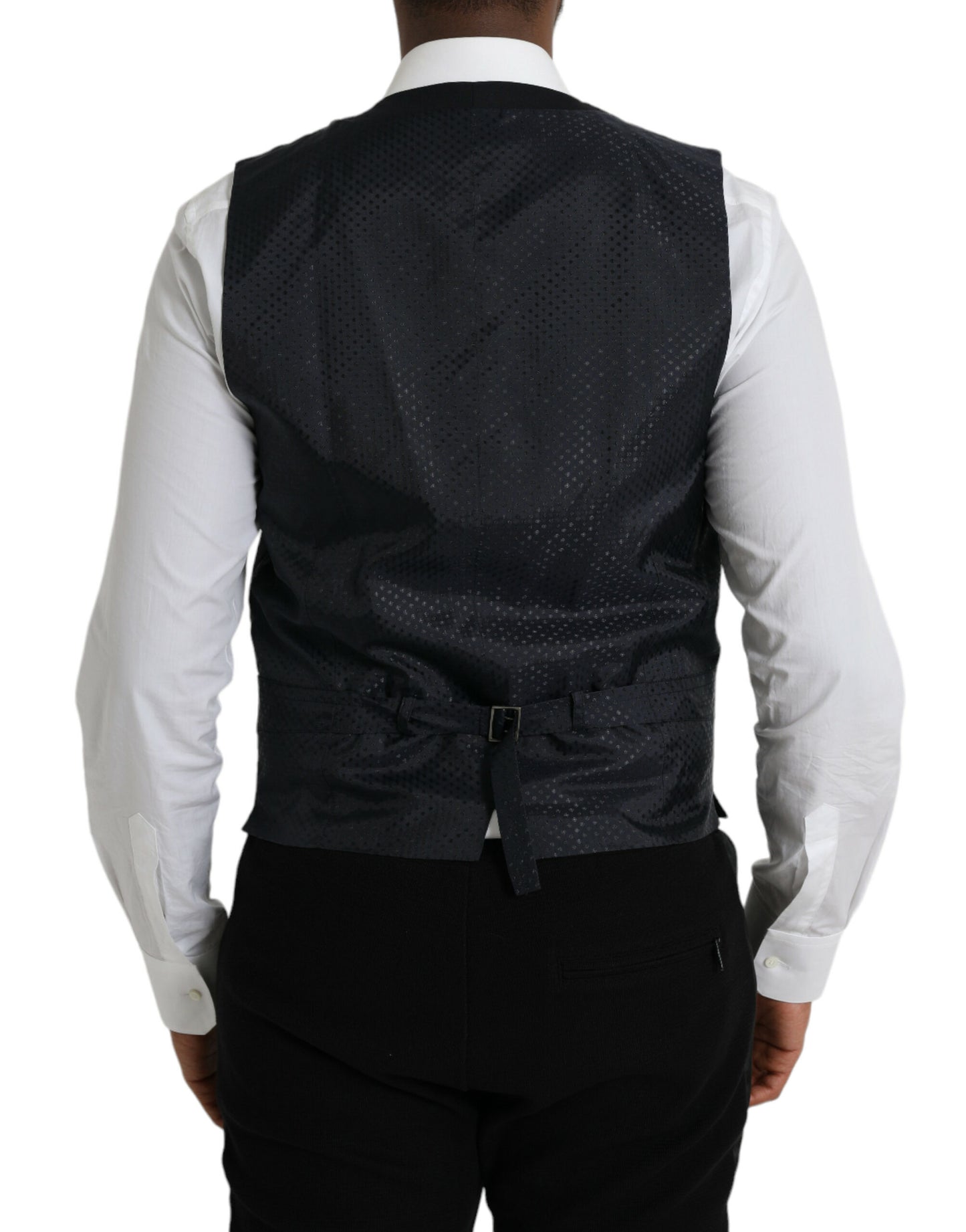 Dolce & Gabbana Black Wool Waistcoat Dress Formal Vest