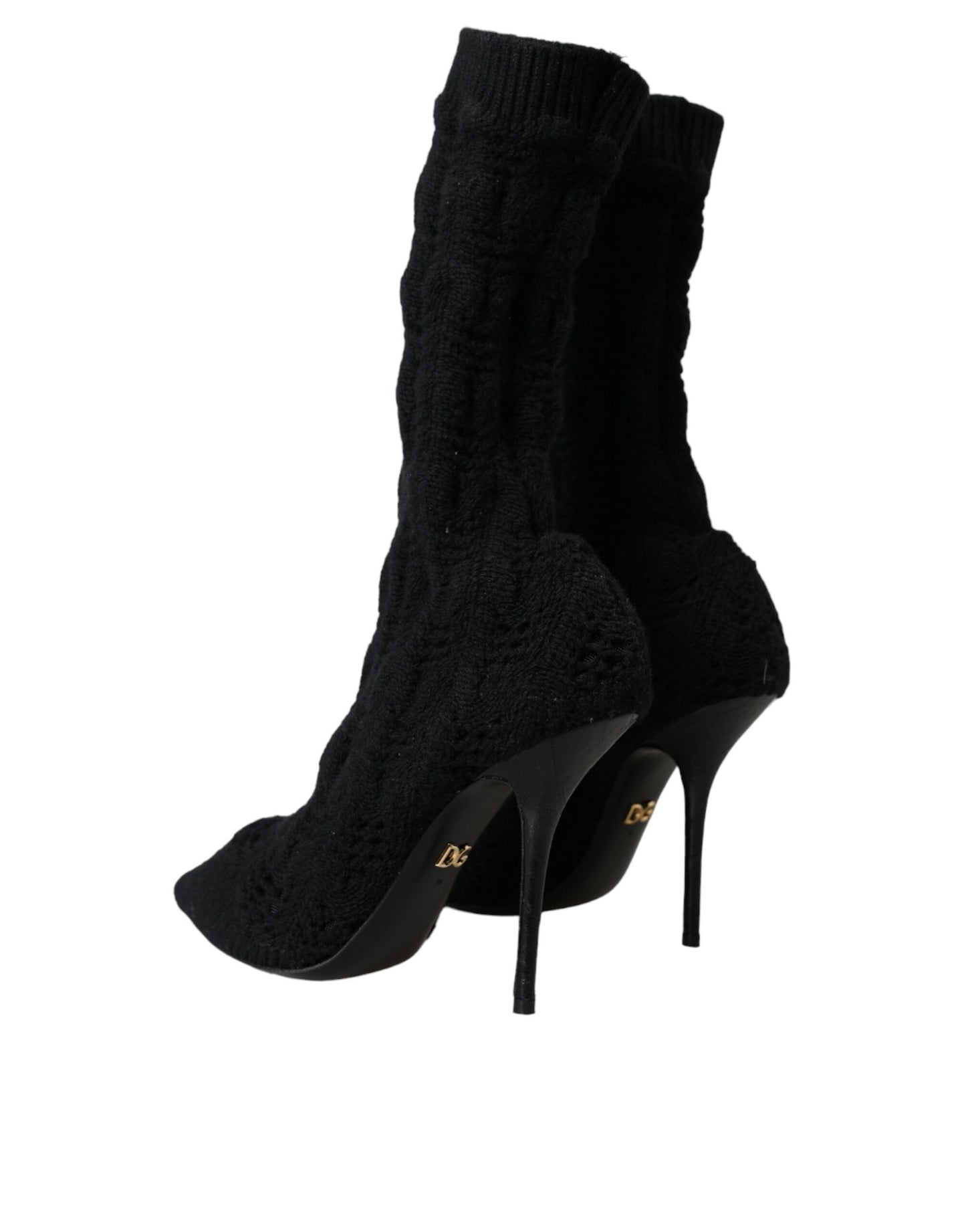 Dolce & Gabbana Black Stiletto Heels Mid Calf Boots Shoes