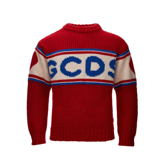 GCDS Elegant Red Wool Sweater For Sharp Looks