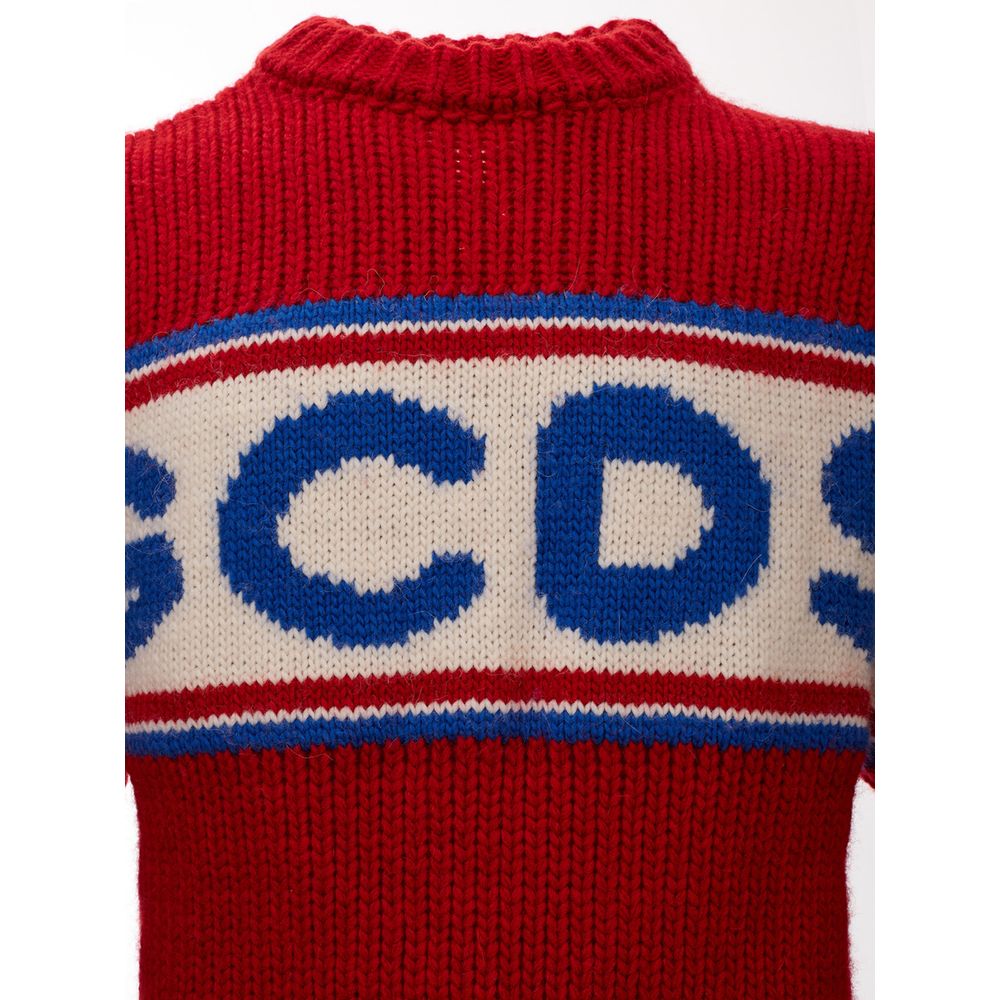 GCDS Elegant Red Wool Sweater For Sharp Looks