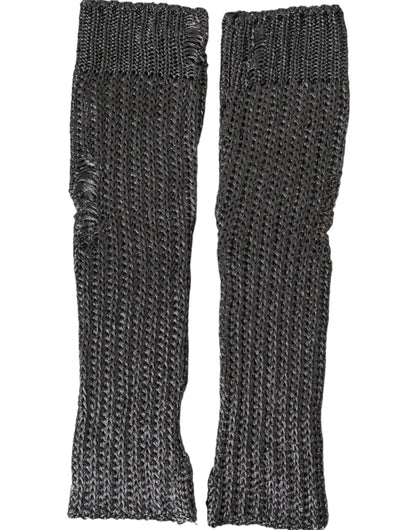 Dolce & Gabbana Gray Viscose Knitted Finger Less Gloves