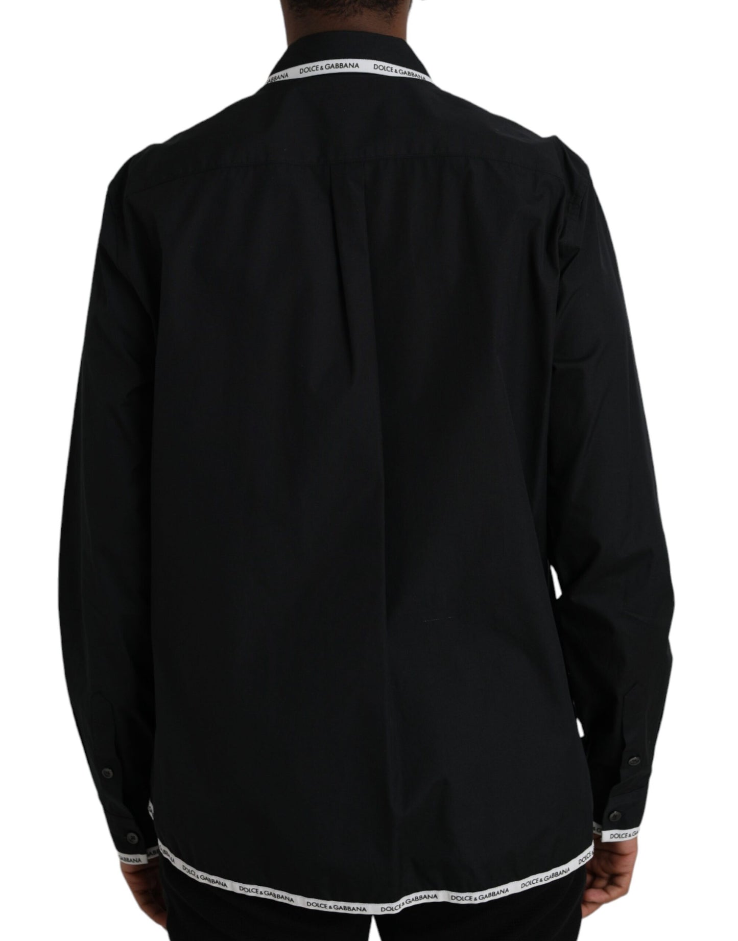 Dolce & Gabbana Black Collared Long Sleeve Cotton Casual Shirt