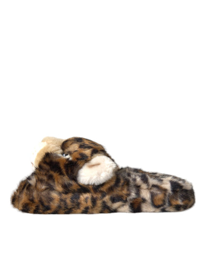 Dolce & Gabbana Brown Tiger Slippers Flats Sandals Shoes