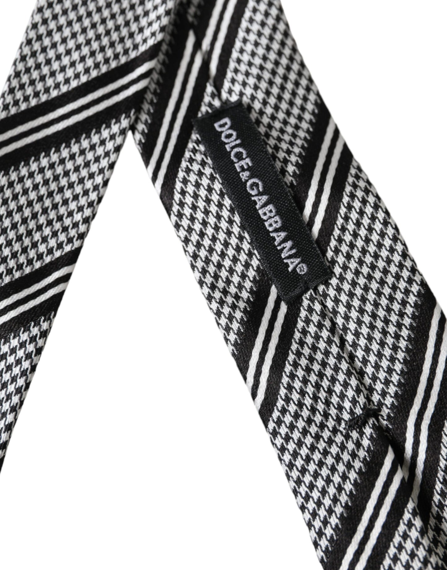 Dolce & Gabbana Black White Stripes Silk Adjustable Tie