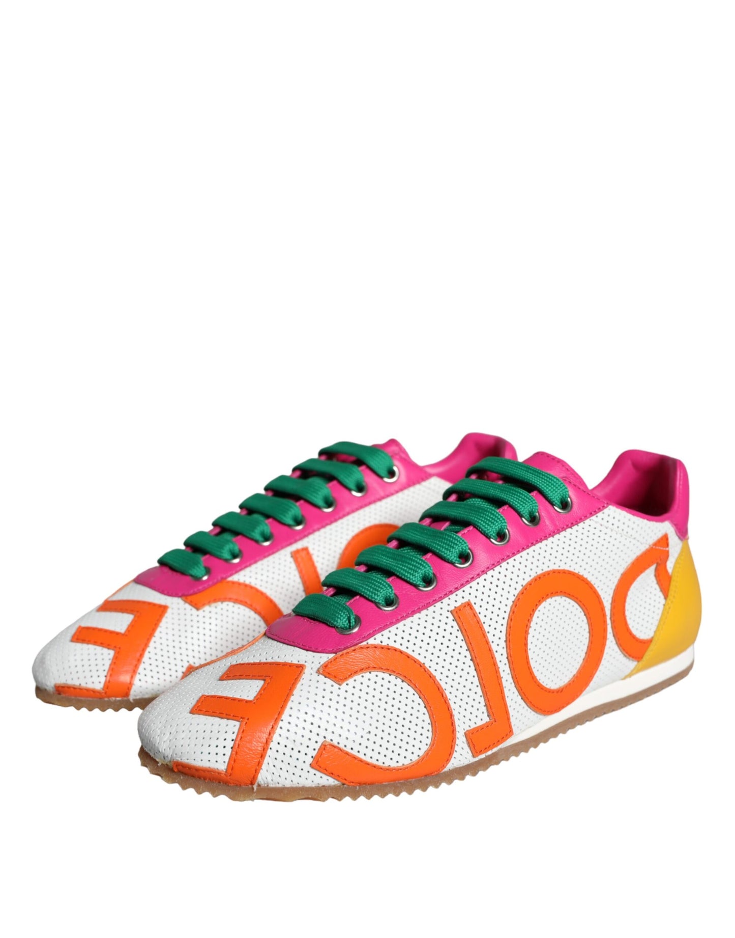 Dolce & Gabbana Multicolor Leather Logo Casual Sneakers Shoes