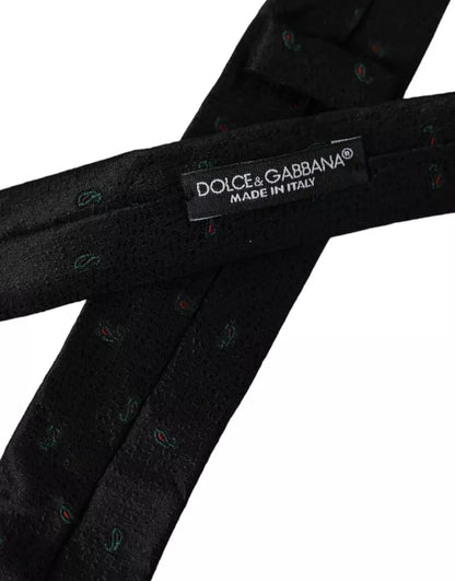 Dolce & Gabbana Black Fantasy 100% Silk Adjustable Men Tie