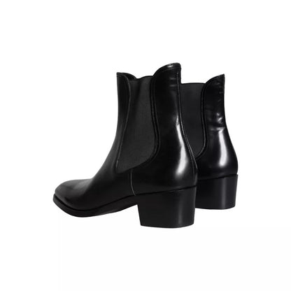 Dolce & Gabbana Black Leather Chelsea Ankle Boots Men Shoes