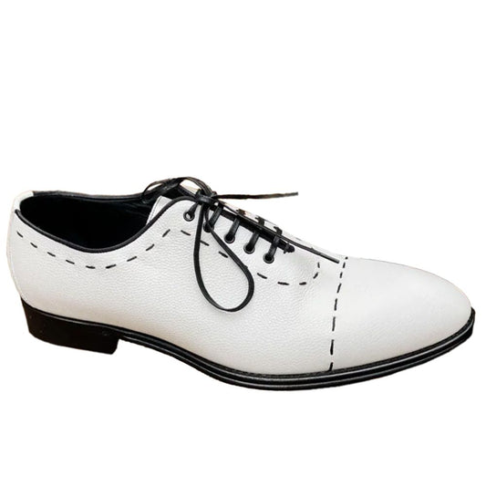 Dolce & Gabbana White Leather Di Calfskin Formal