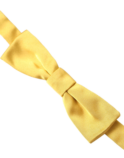 Dolce & Gabbana Yellow Silk Adjustable Neck Men Bow Tie