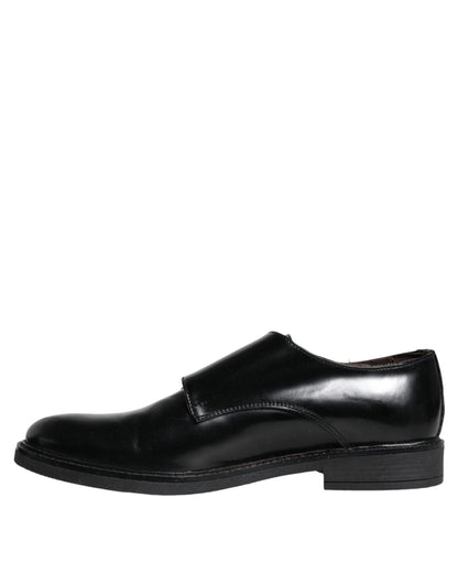 Daniele Alessandrini Black Leather Monk Strap Dress Formal Shoes