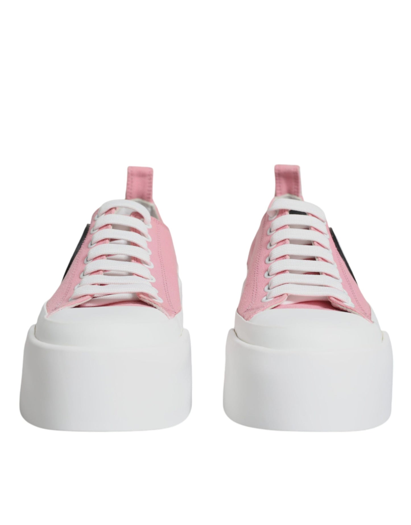 Dolce & Gabbana Pink White Canvas Logo Low Top Sneakers Shoes