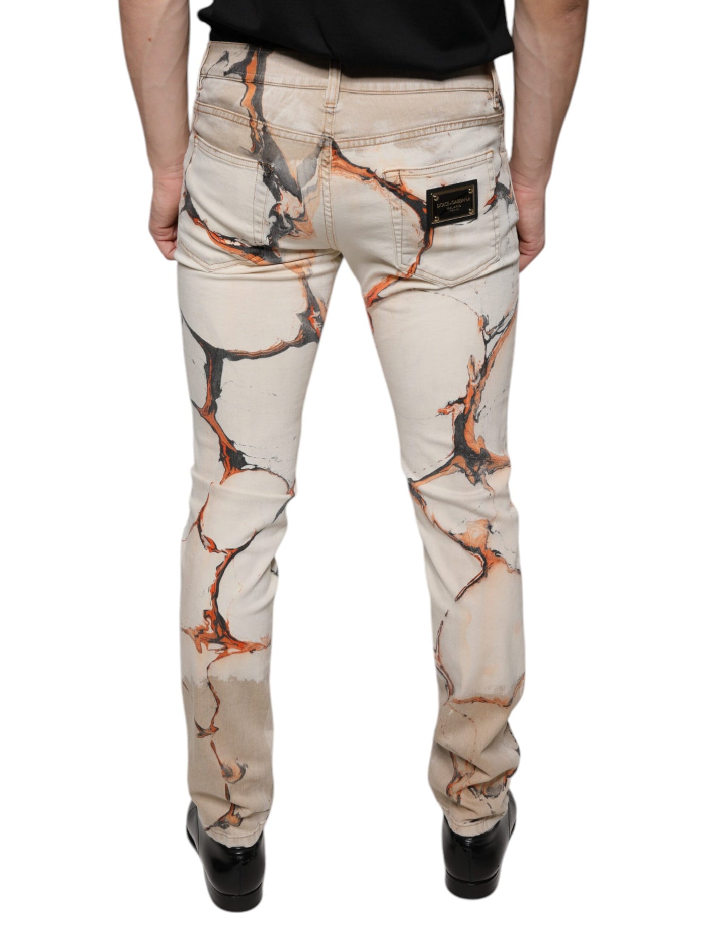 Dolce & Gabbana Beige Cotton Dye Slim Fit Men Denim Jeans