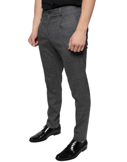 Dolce & Gabbana Gray Check Tartan Wool Skinny Pants