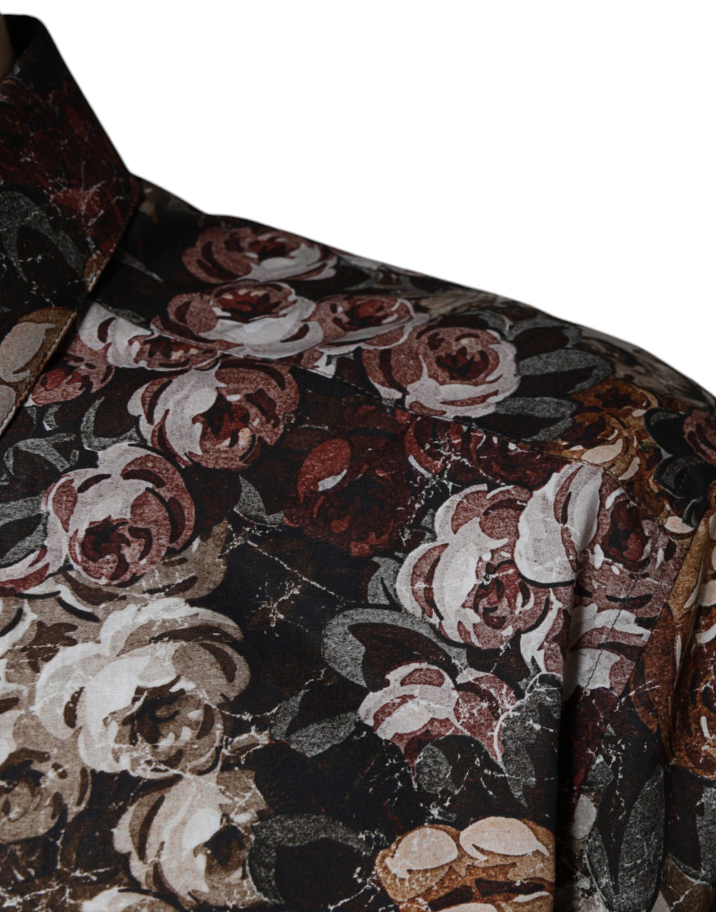 Dolce & Gabbana Multicolor Floral Cotton Men Dress GOLD Shirt