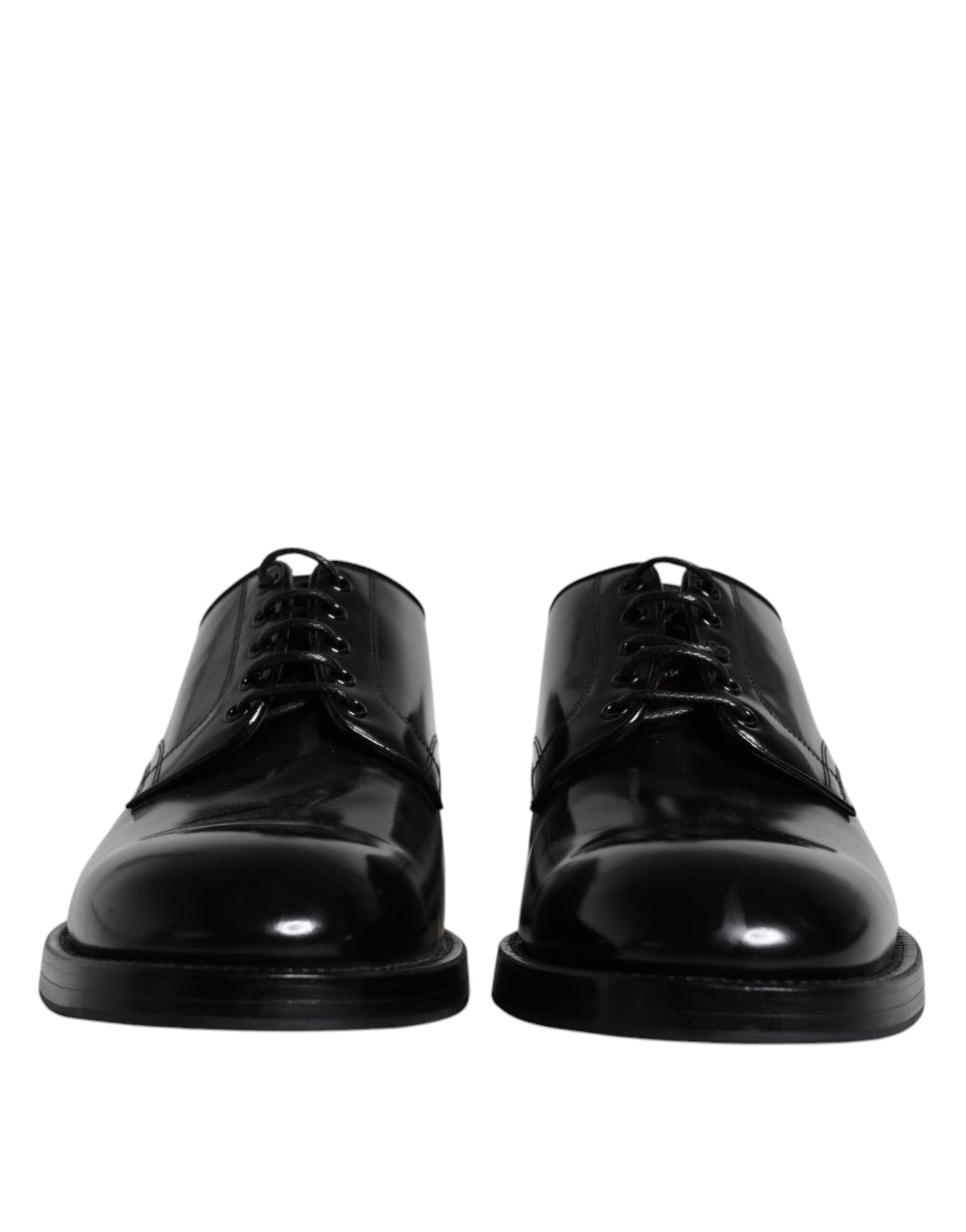 Dolce & Gabbana Black Leather Lace Up Men Derby Formal Shoes