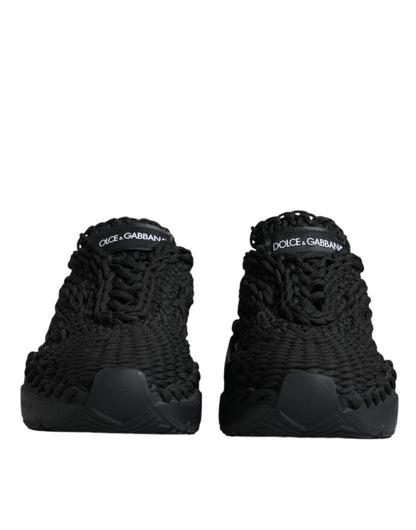 Dolce & Gabbana Black Knitted Daymaster Sneakers Shoes