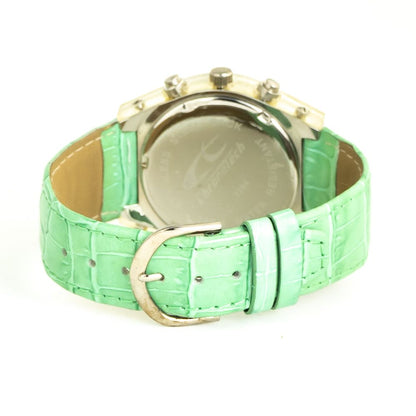 Chronotech Green Leather Watch