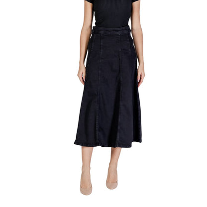 ICHI Black Cotton Skirt