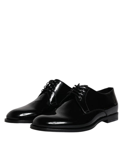 Dolce & Gabbana Black Patent Leather Derby Formal Dress Shoes